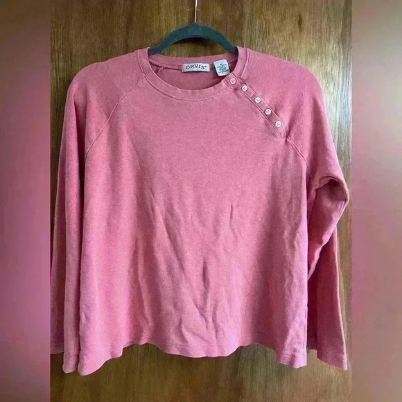 Orvis 100% Cotton Button Detail Pink lightweight sweater M - Picture 1 of 7